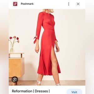 Reformation Zelda Red midi dress